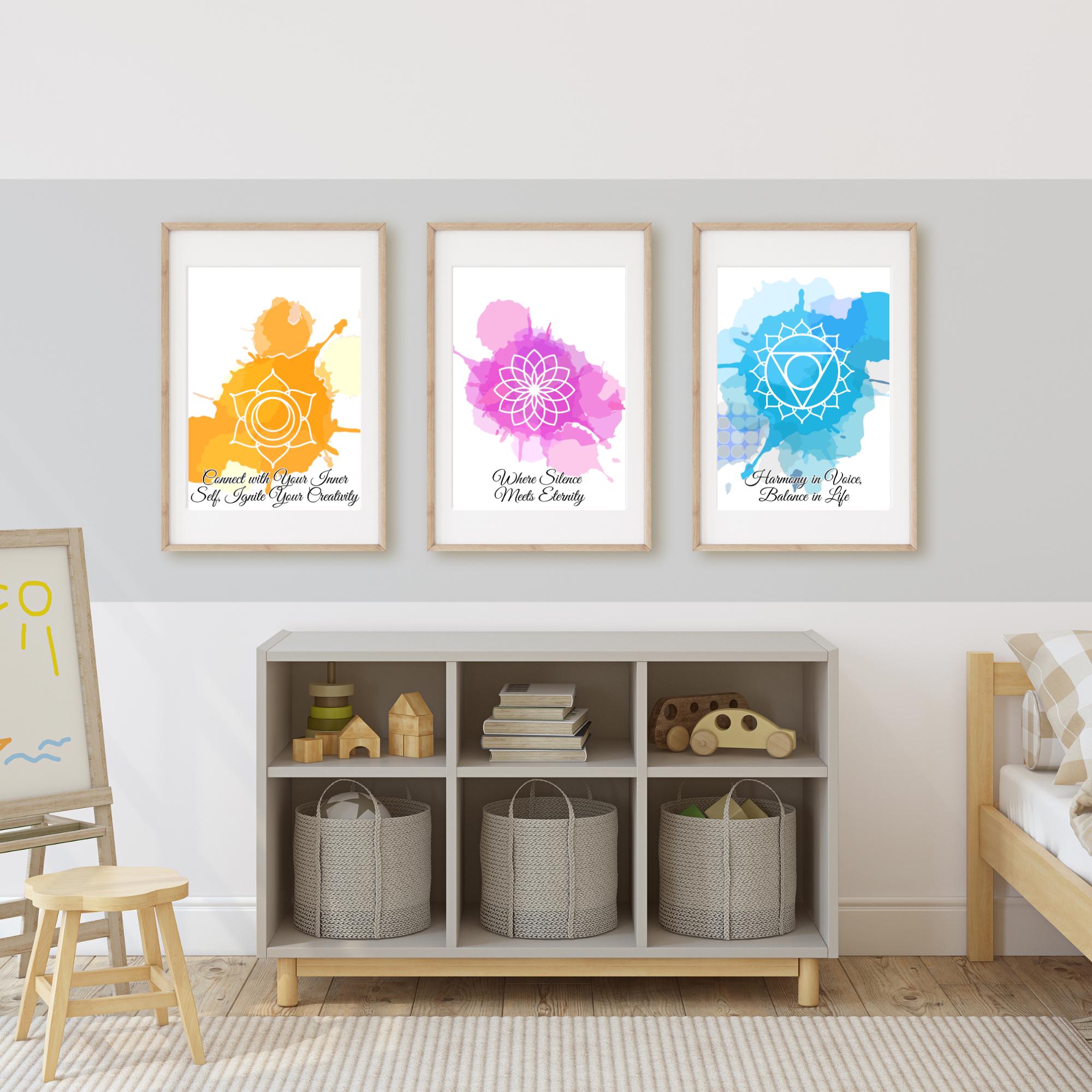 7 Chakra Poster Set Yoga Wall Art Meditation Decor Spiritual Art ...