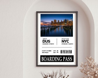 Personalisiertes Poster Boarding Pass | Sofort Editierbar