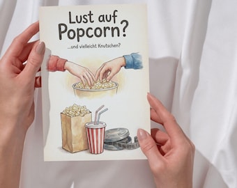 Fancy some popcorn? | Date Night Invitation & Movie Voucher | Kissing Quote | Love Gift | Instant Download