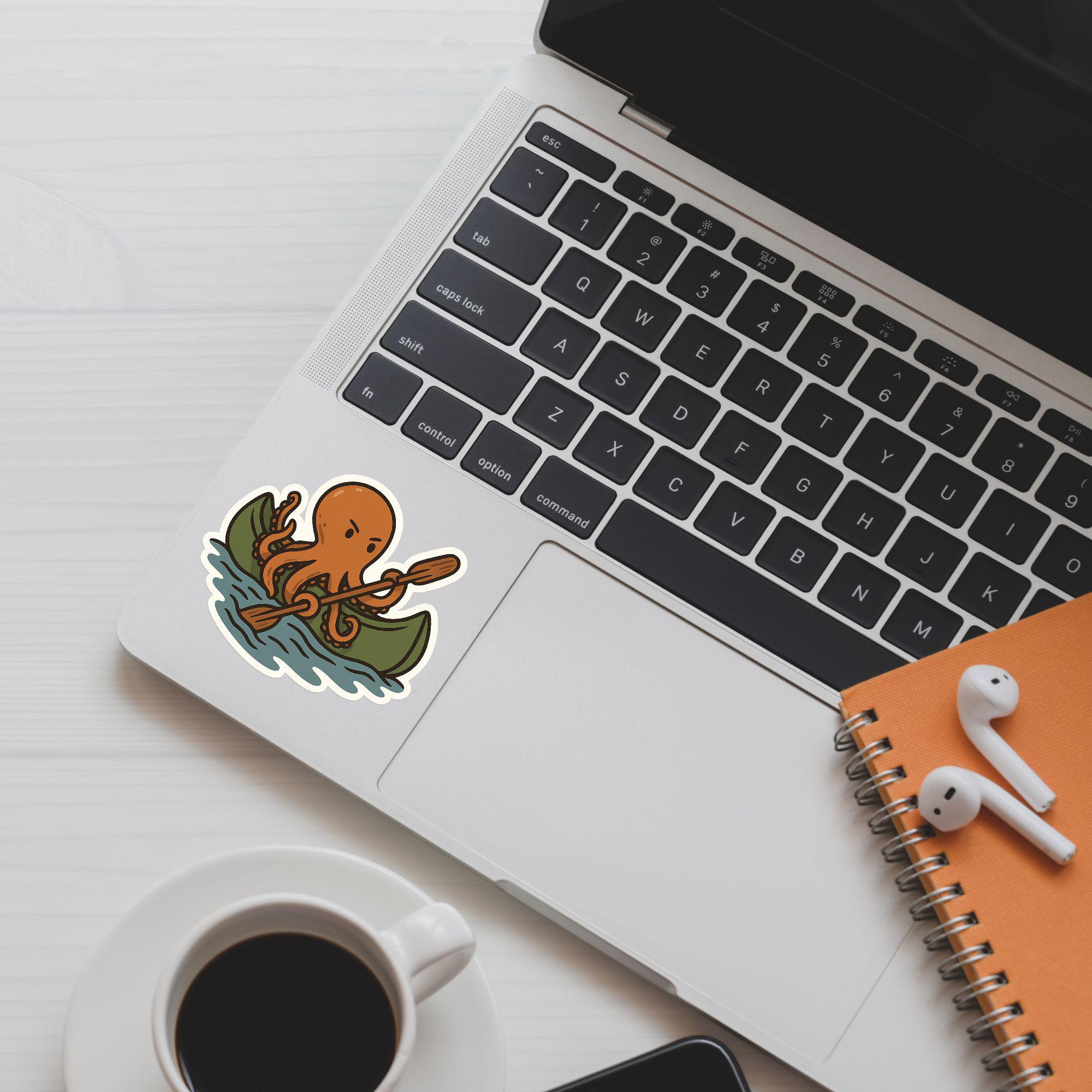 Octopus Rowing Funny Octopus Canoe Sticker – Waterproof Vinyl Sticker Kayak Rowing ...