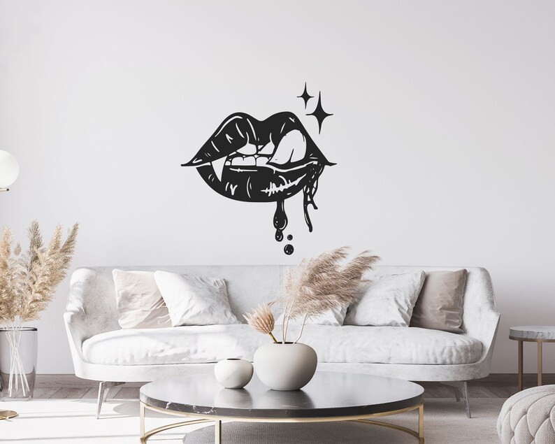 Vinyl Sticker Vampire Lips Laptop, Car, Wall Gothic Decoration image 7