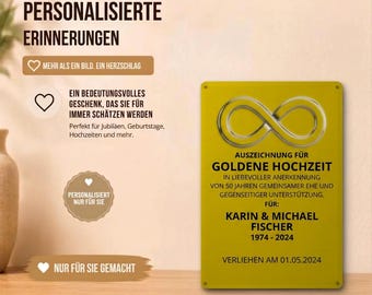 Golden Wedding Anniversary Gift for Parents | 50th Wedding Anniversary Personalized Metal Sign | Grandparents' Award | Certificate for Married Couple (Metal)