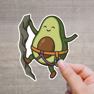 Lustiger Avocado Kletter Sticker | Outdoor Aufkleber fürs Wandern, Bouldern & Camping – Vinyl – konturgeschnitten – Made in Germany