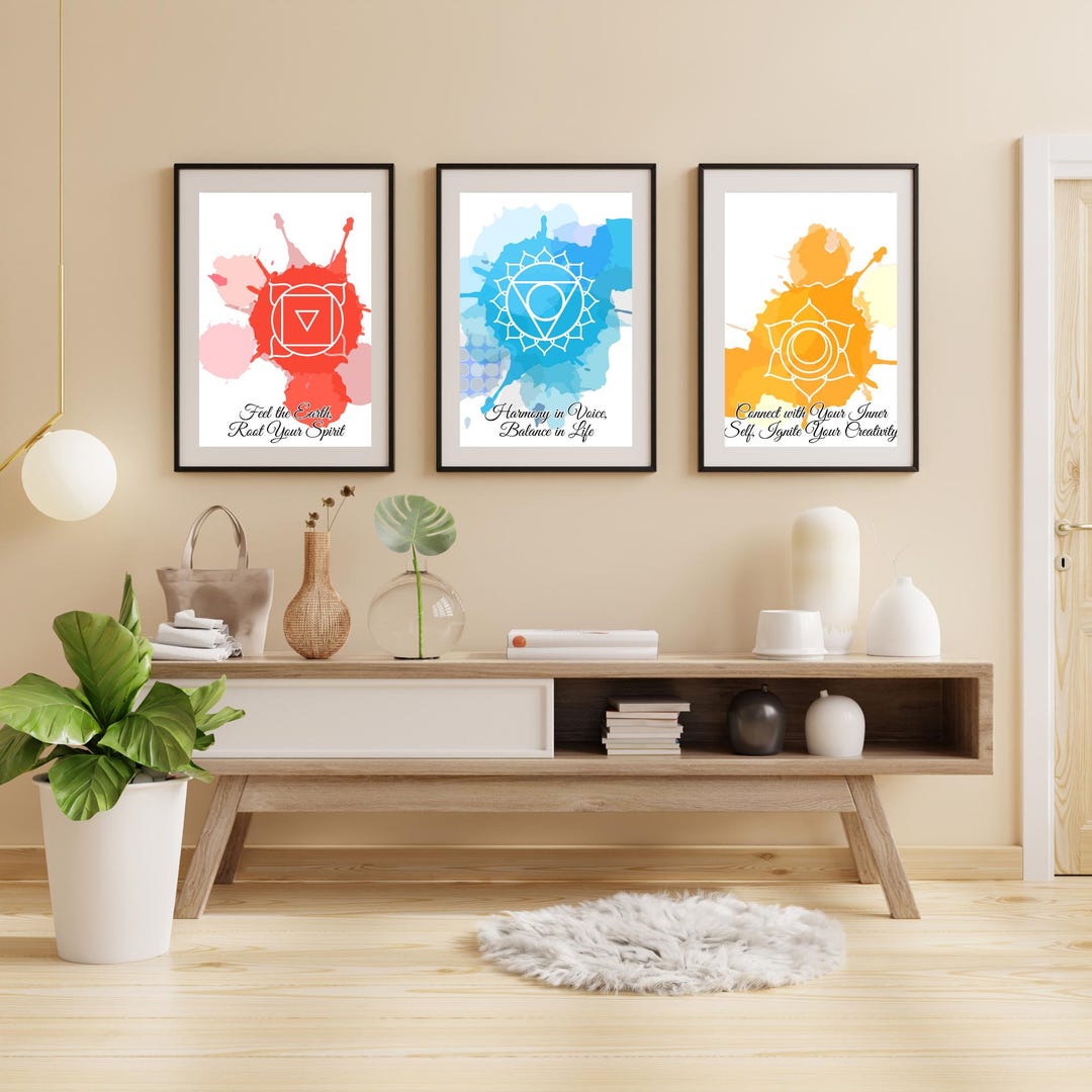 7 Chakra Poster Set Yoga Wall Art Meditation Decor Spiritual Art ...
