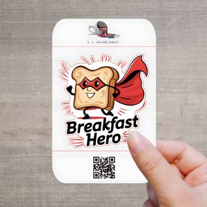 Adesivo de herói do café da manhã – Adesivo de herói do café da manhã de edição limitada para laptop, garrafa de água, lancheira e amantes da gastronomia com humor