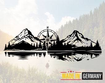 Mountain Compass SVG Plotter File Forest Lake Reflection Camper Van Decal Cutfile Outdoor Adventure Cricut Silhouette Instant Download