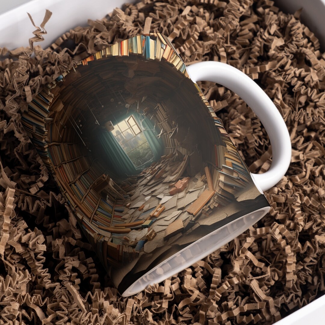 3D Bücherstapel Kaffeebecher - Handbemalte Buchbecher Für Leser & Buchliebhaber - Harz Tasse