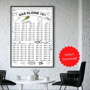 Aprendiendo matemáticas: El pequeño póster de la tabla de multiplicar - Perfecto para empezar el colegio - Aprender a contar - Póster educativo para alumnos de primer grado