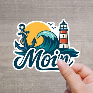 Adesivo Moin – Adesivo marittimo con ancora e gabbiani, sagomato, resistente alle intemperie – per auto, laptop, camper, amanti del mare