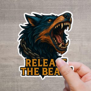 Adesivo Fenrir "Libera la Bestia" % Taglio del contorno e colorato - Adesivo della mitologia nordica per laptop, camper, auto o casco