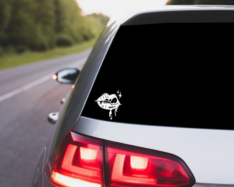 Vinyl Sticker Vampire Lips Laptop, Car, Wall Gothic Decoration image 8