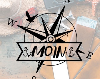 Sticker Moin with anchor lighthouse seagull and compass car sticker