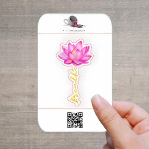 Adesivo "Breathe" con fiore di loto ad acquerello per laptop, telefono, bottiglia d'acqua, adesivo motivazionale per la cura di sé, decorazione in vinile