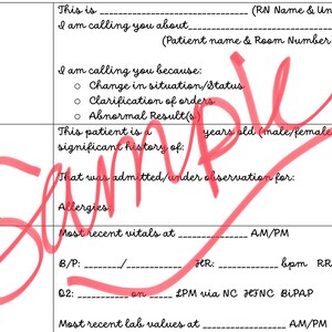 Nursing SBAR Report Sheet