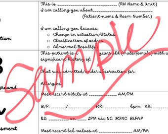 Nursing SBAR Report Sheet