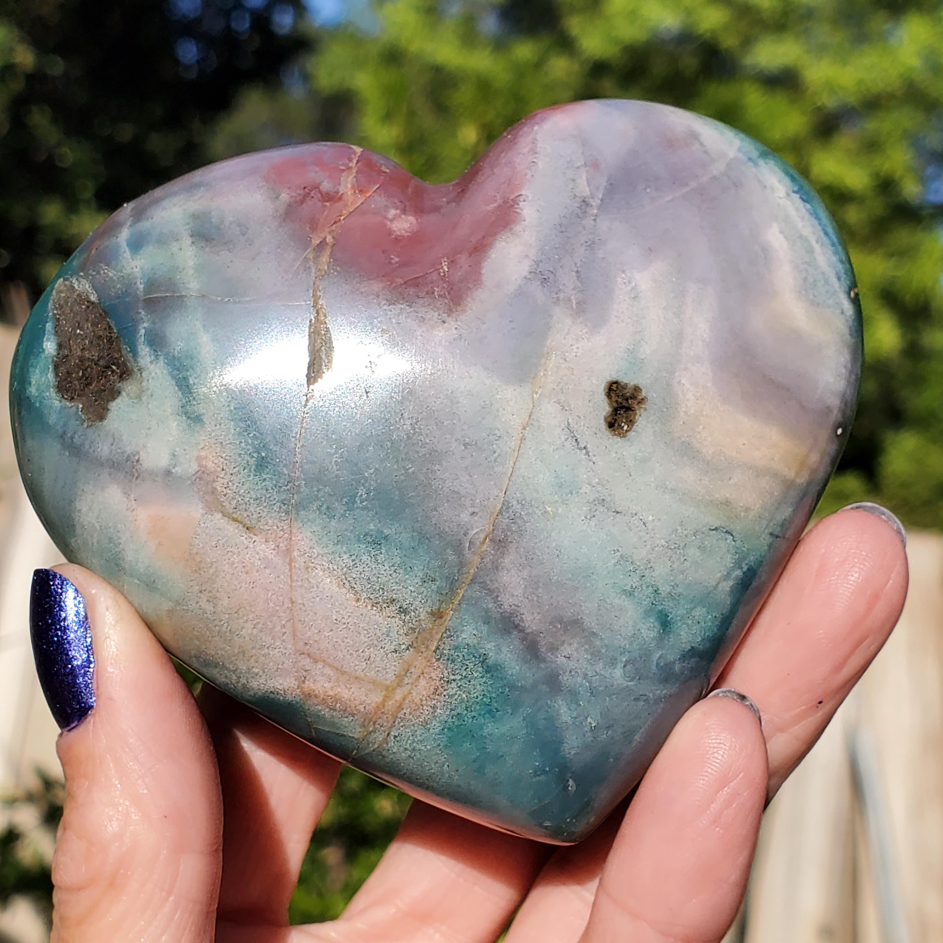 Ocean jasper heart - Etsy 日本