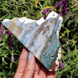 Ocean Jasper Gemmy Maravato Vein 8 Orbicular Crystal Slice Tile Slab 102 grams