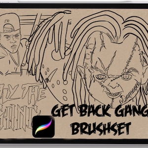Tattoo procreate brushes stencil pack Get-back Gang
