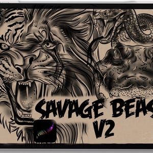 Tattoo procreate brushes Savage Beast Animal Stencil designs brushpack