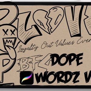 Tattoo procreate brushes Dope Wordz V.2