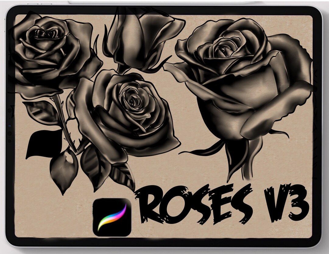 Tattoo Procreate Brushes Roses Stamps Stencil Designs Floral - Etsy