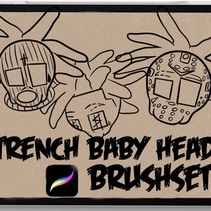 Tattoo procreate brushes Trench baby heads V1 stencils