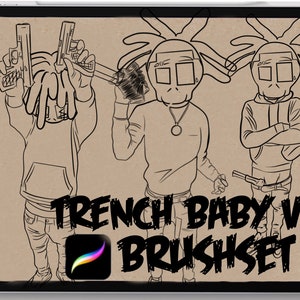 Tattoo procreate brushes trench baby V1