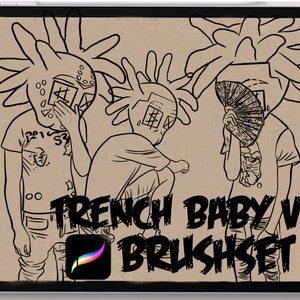 Tattoo procreate brushes Trench Baby V2 stencil