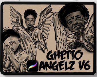 Brosses de tatouage pour procréer Ghetto Angelz V6, conceptions de pinceaux pochoirs