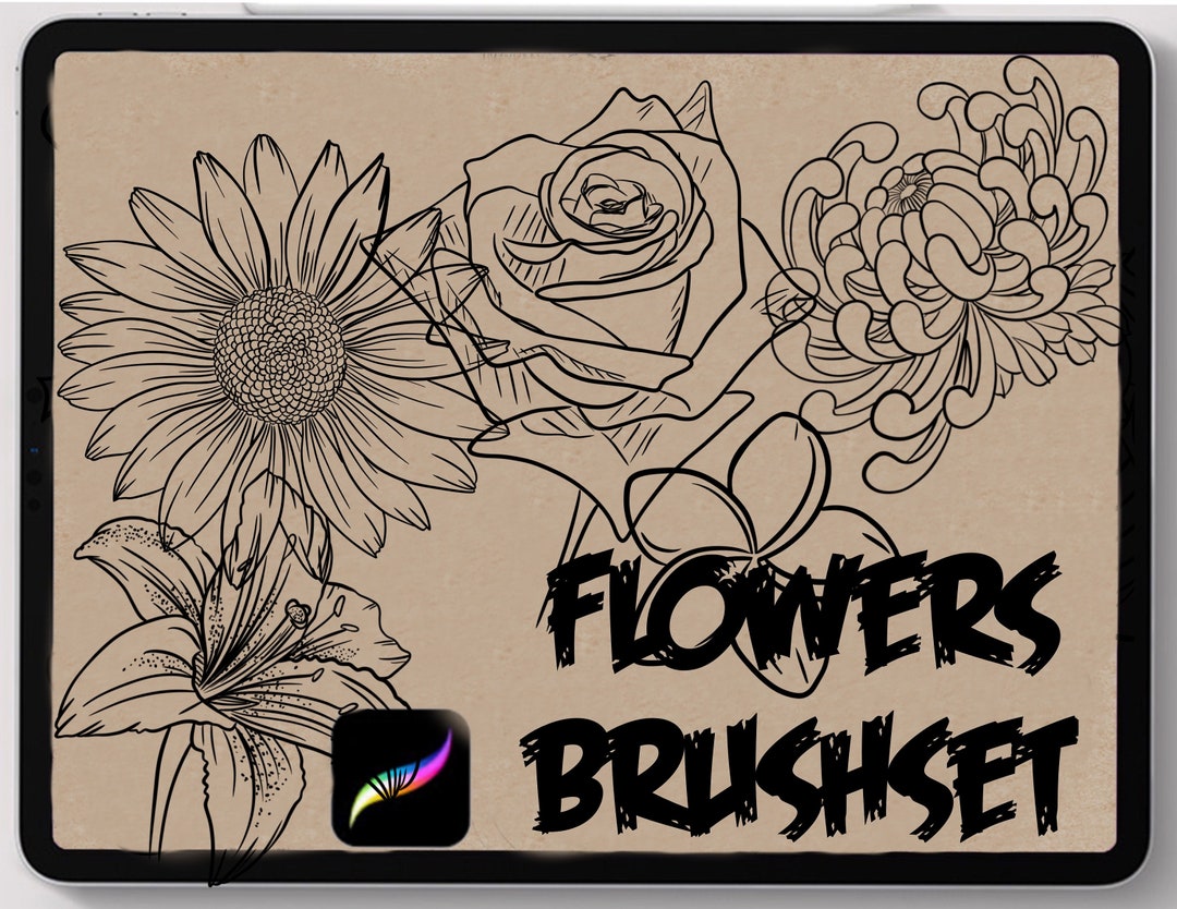 Floral Tattoo Procreate Brushes, Flower Stencil (26 Brushes) - Etsy