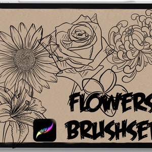 Tattoo procreate brushes  Flowers Brushes Tattoo flower stencil