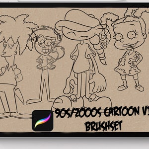 Tattoo procreate brushes 90s/2000s cartoon stencil pack 1