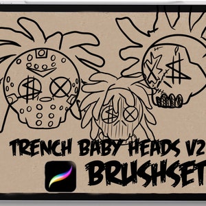 Tattoo procreate brushes trench baby V2 head stencils