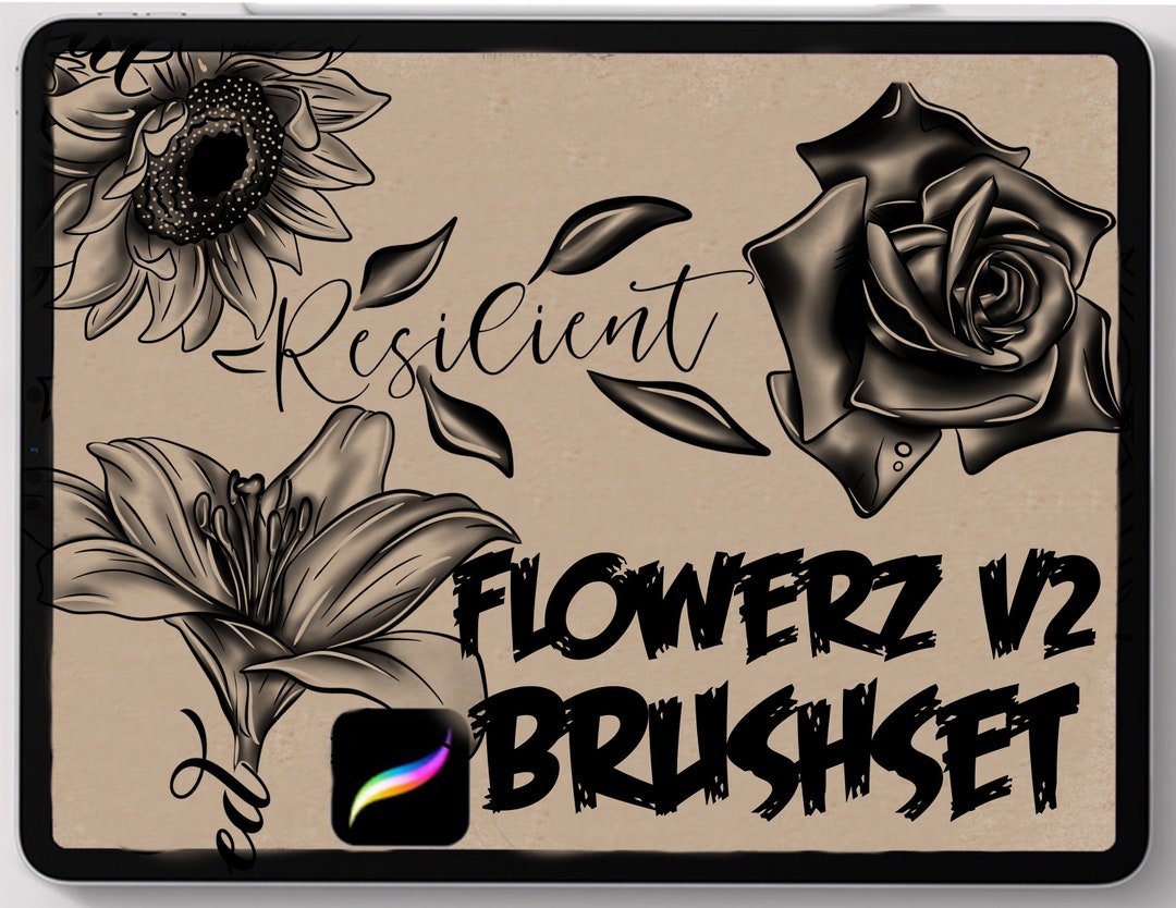 Tattoo Procreate Brushes Flowers Stencil Brushes - Etsy