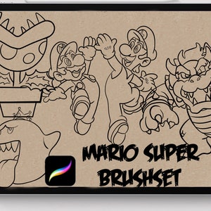 Tattoo procreate brushes  Mario Super Tattoo stencil design brushset
