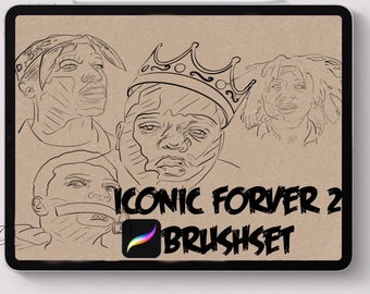Iconic Celebrities Tattoo Stencil Procreate Brushes