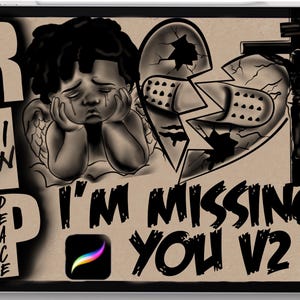 Tattoo procreate brushes I’m missing you V2  stencil stamps heavenly