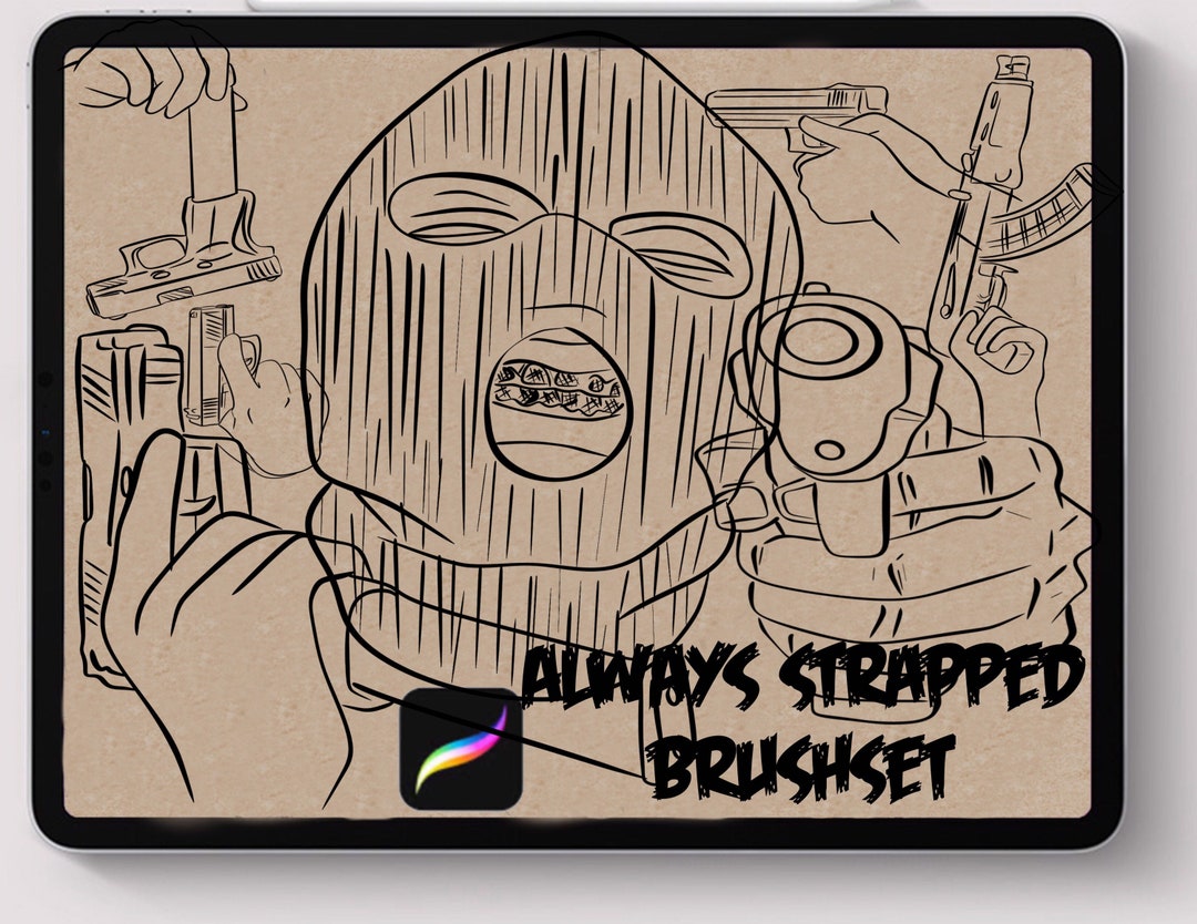 Tattoo Procreate Brushes Always Strapped Hand Guns Stencil Etsy