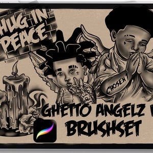 Tattoo procreate brushes Ghetto Angelz Stencil designs