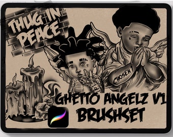 Tattoo procreate brushes Ghetto Angelz Stencil designs