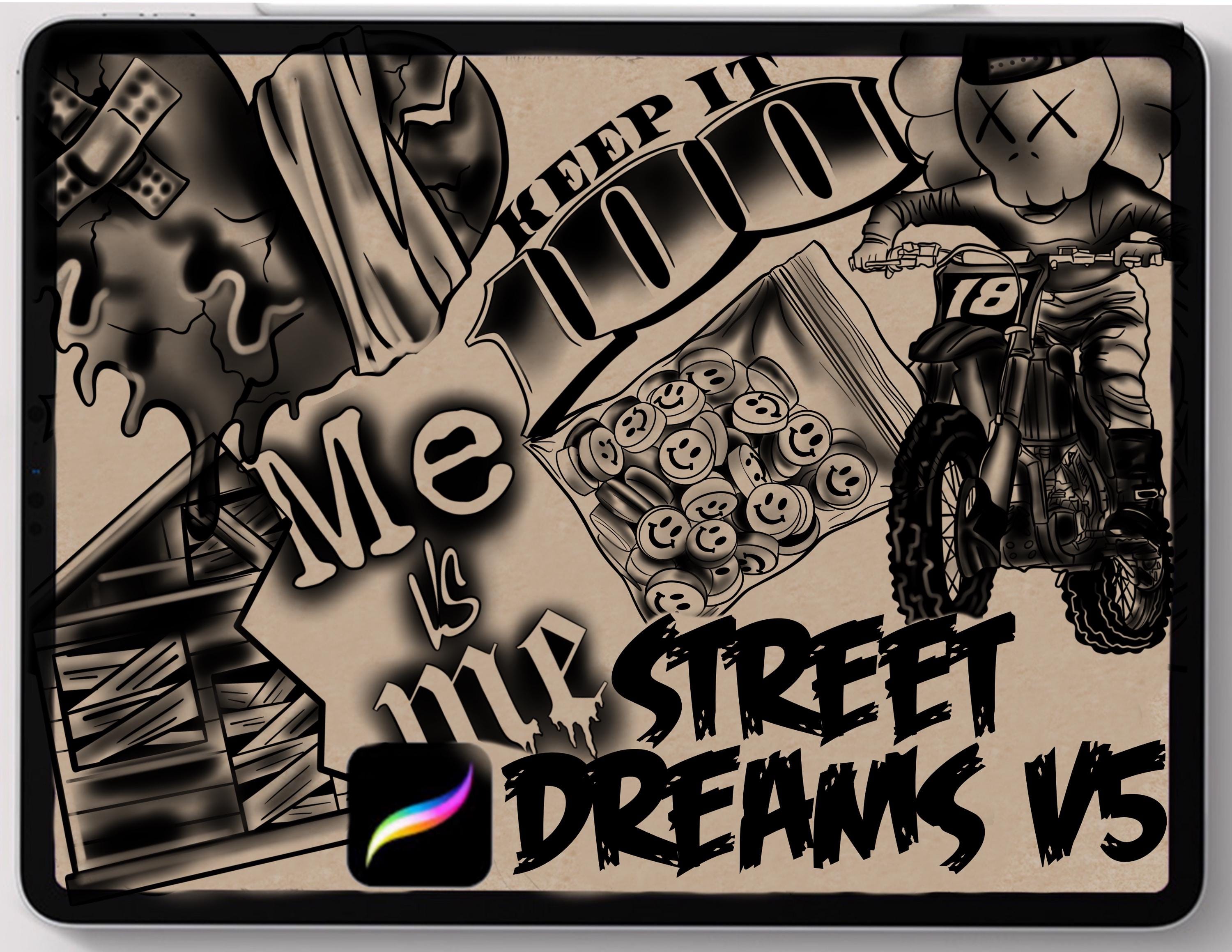 Street Dreams V5 Pinceles y Sellos de Tatuaje para Procreate – 63 plantillas urbanas