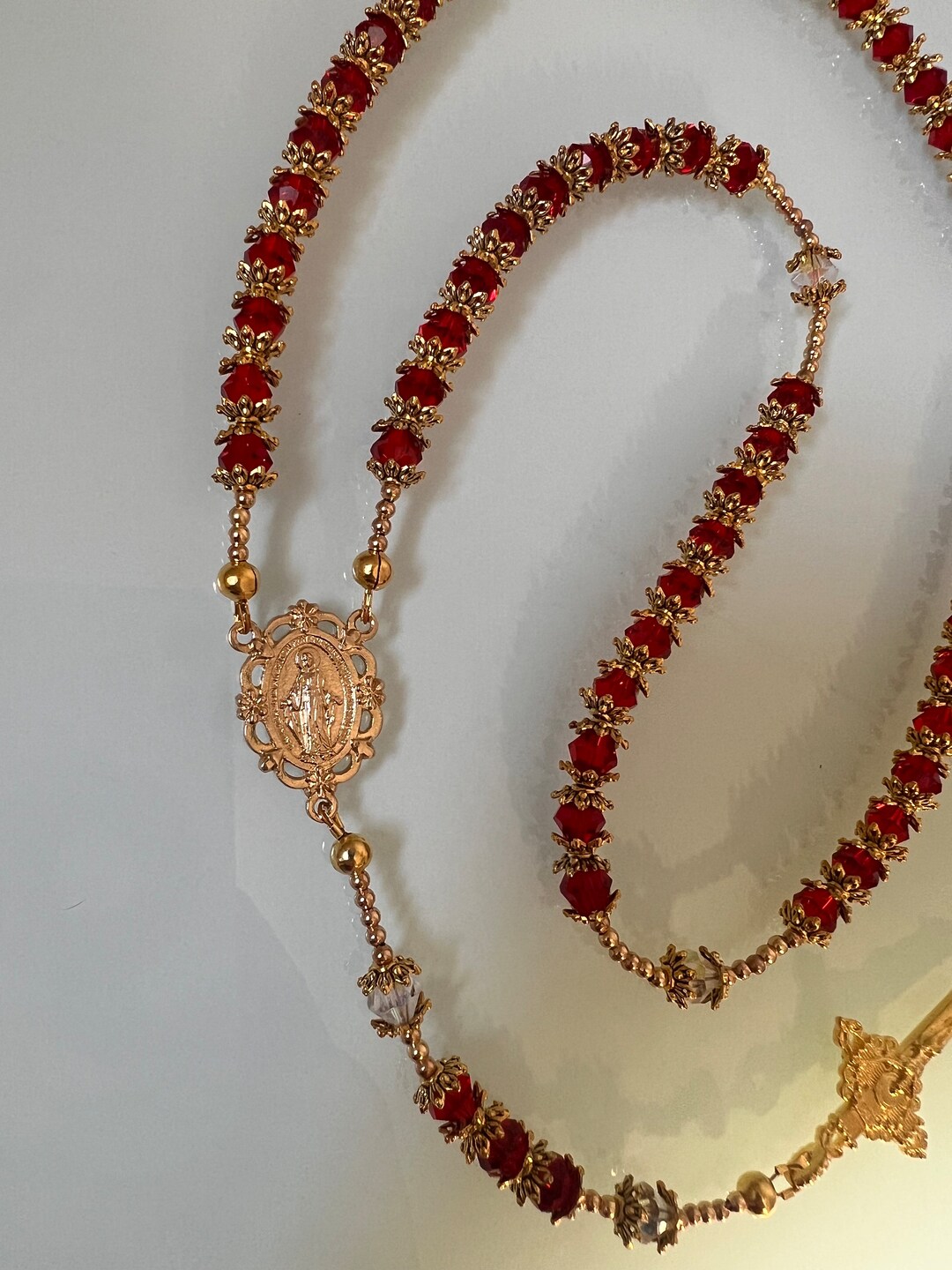 Lux Emerald Swarovski Crystal Rosary Necklace Tarnish Resistant