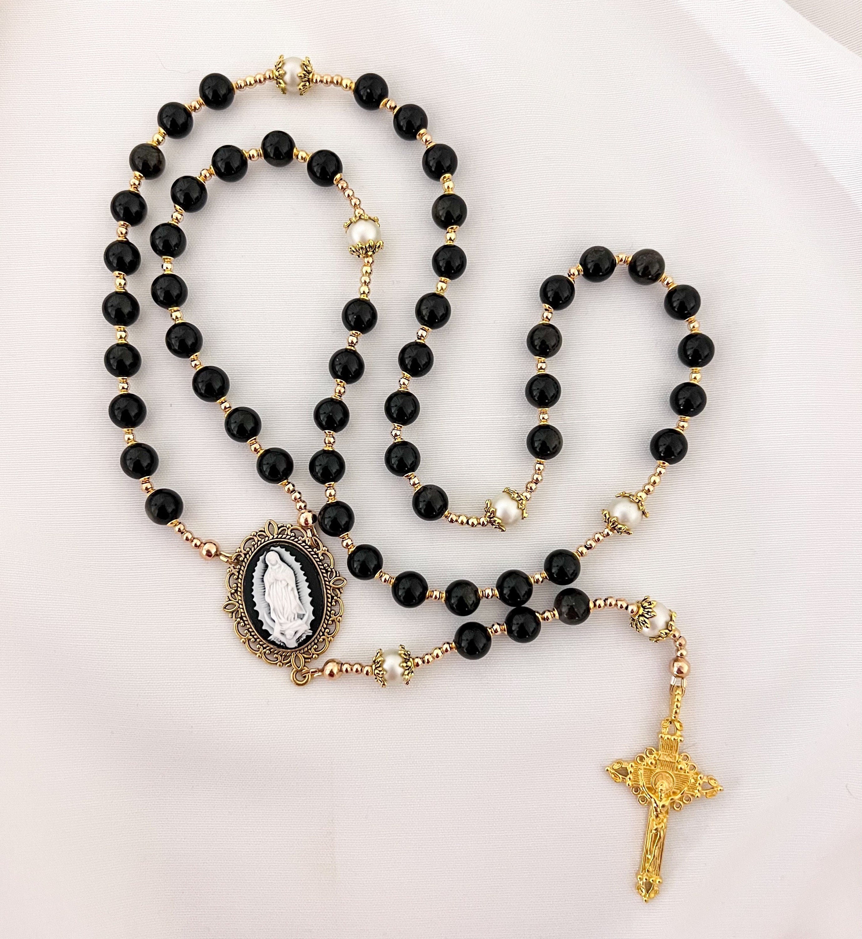 Lux Gemstone Rosary Necklace | Tarnish Resistant | Miraculous 