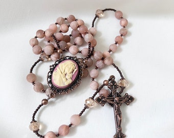 Lux Gemstone Rosary Necklace | Tarnish Resistant | Miraculous Medal | Hand Made | 8mm Beads