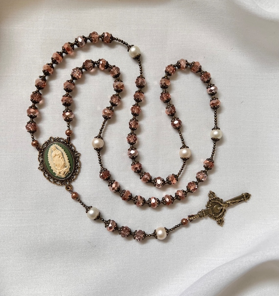 Lux Crystal Rosary Necklace | Antique Bronze | Tarnish Resistant 