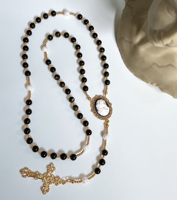 Lux Gemstone Rosary Necklace | Tarnish Resistant | Miraculous 