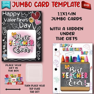 Jumbo-kaartsjabloon volwassen leraar, Valentijnsdag, canvas bewerkbaar, Valentijn, Valentijnsdagcadeau, V-day, jumbokaart