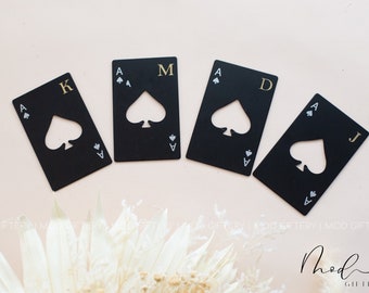 Personalized Bottle Opener | Metal Poker Card Bottle Opener | Groomsmen Gift | Ace Of Spades Bottle Opener | Custom Name |Wedding Party Gift