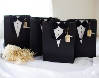 Tuxedo Groomsman Gift Bag, Best man gift, custom gift for him, Tuxedo gift bag, gift box,  gift box, Personalised Name Box, gift for usher