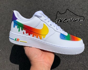 Rainbow Pride Custom Sneakers | Custom Shoes |Hand Painted | Rainbow Drip Custom Shoes | Sneakers| Rainbow Shoes| Uni-Sex Custom Shoes